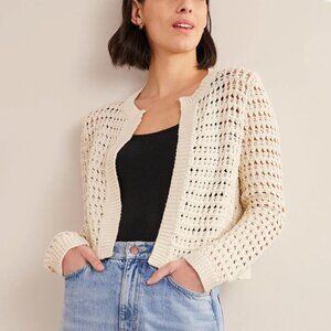 Boden Cropped Crochet Cardigan